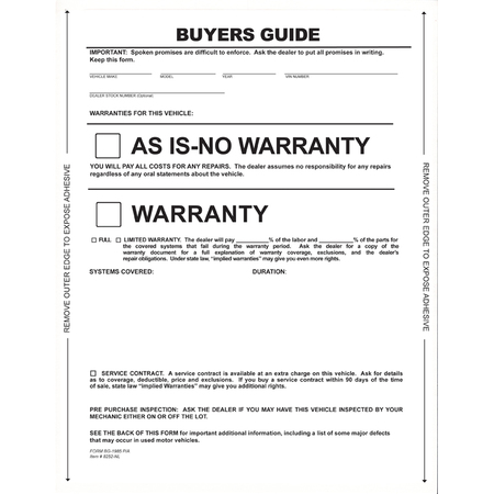 ASP Peel N Seal Buyers Guide, 1 Part, Pressure Sensitive, As-Is, No Lines Pk 8252-NL